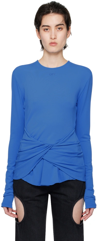 Shop Off-white Blue Twist Long Sleeve T-shirt In Nautical Blue