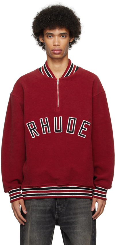 Shop Rhude Red Varsity Sweater In Vintage Red