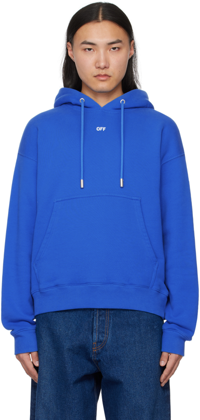 Shop Off-white Blue Printed Hoodie In Nautical Blue