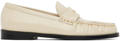 Shop Staud Off-white Loulou Loafers In Crm Cream