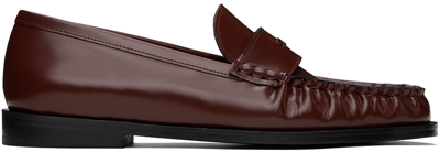 Shop Staud Burgundy Loulou Loafers In Maho Mahogany