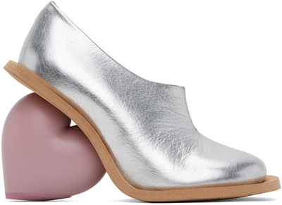 Yume Yume Vegan Leather Mini Love Pumps With Statement Heel 11 Cm In Metallic / Pink