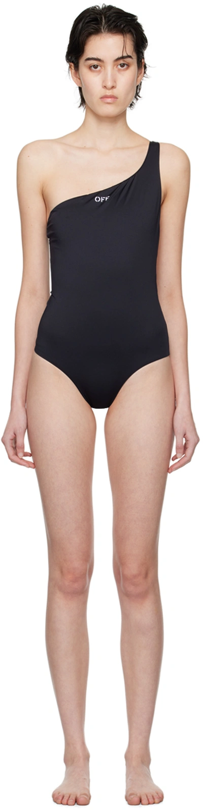 Shop Off-white Black 'off' Stamp Swimsuit In Black White