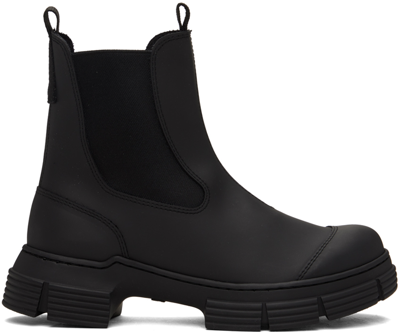 Shop Ganni Black Recycled Rubber City Boots In 099 Black