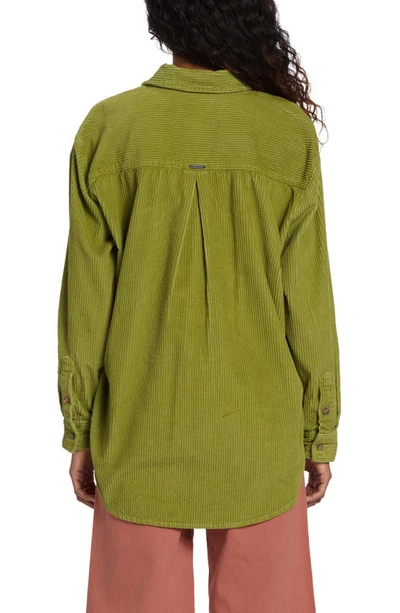 Shop Billabong Always Golden Oversize Cotton Corduroy Shirt Jacket In Green Eyes