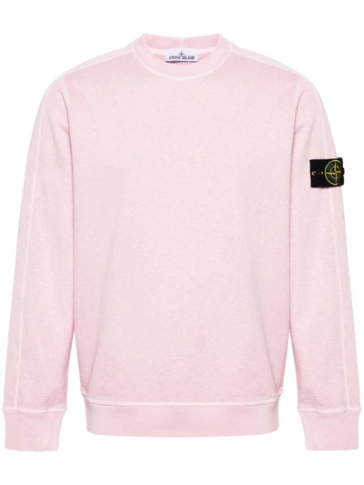 Shop Stone Island Sweatshirt With Patch In Pink