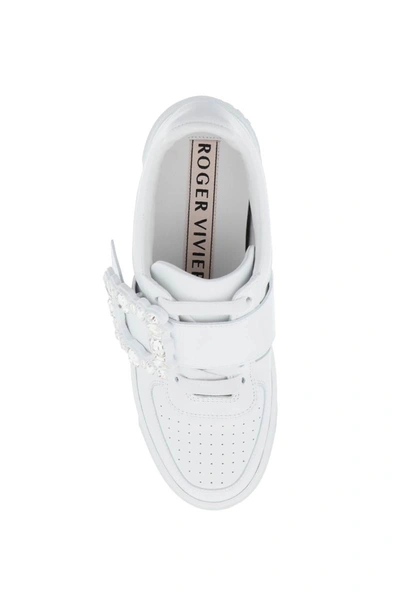 Shop Roger Vivier Very Vivier Sneakers With Strass Buckle In White