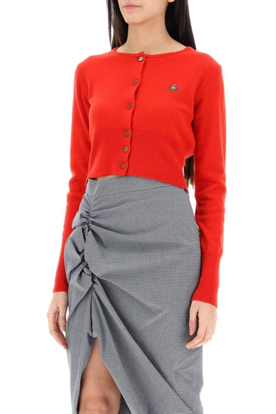 Shop Vivienne Westwood Bea Cropped Cardigan In Red