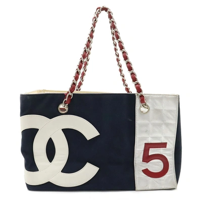 Pre-owned Chanel Cabas Navy Canvas Tote Bag ()