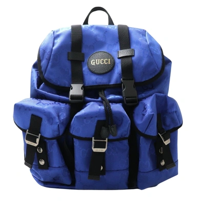Shop Gucci Blue Canvas Backpack Bag ()