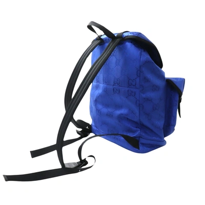 Shop Gucci Blue Canvas Backpack Bag ()