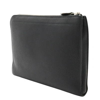 Shop Hermes Hermès Pochette Black Leather Clutch Bag ()