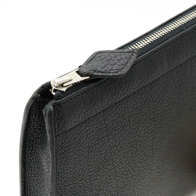 Shop Hermes Hermès Pochette Black Leather Clutch Bag ()