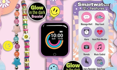 Shop Hot Focus Kids' Tech Fit Smartwatch & Bracelet Set In Multi Pink