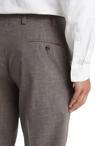 Ted Baker Jerome Trim Fit Soft Constructed Stretch Wool Blend Tapered Leg Pants In Brown