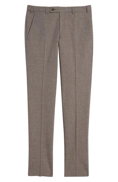Ted Baker Jerome Trim Fit Soft Constructed Stretch Wool Blend Tapered Leg Pants In Brown