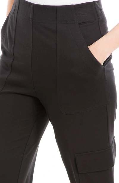 Shop Max Studio Pull-on Ponte Cargo Pants In Black