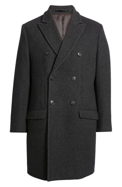 Shop Hart Schaffner Marx Albright Wool Blend Topcoat In Charcoal Pindot