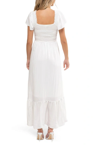 Shop August Sky Short Sleeve Midi Dress In White