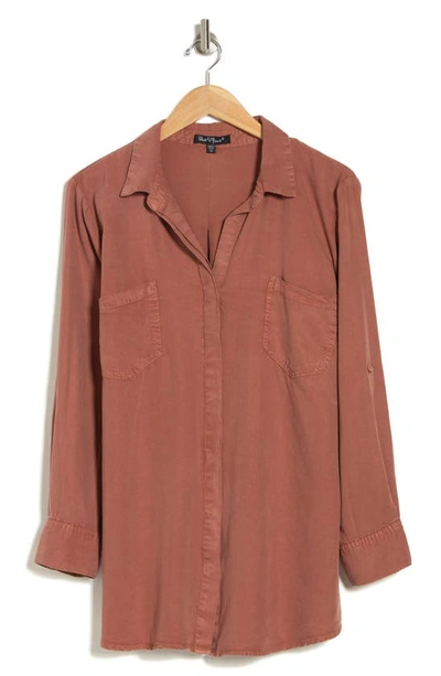Shop Velvet Heart Riley Long Sleeve Tencel® Lyocell Button-up Shirt In Maple Syrup
