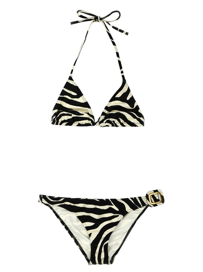 Shop Tom Ford Zebra Bikini Beachwear In White/black