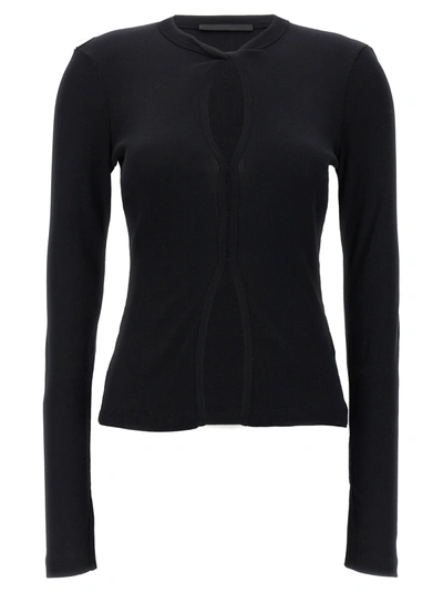 Shop Helmut Lang Top Cut Out Tops In Black