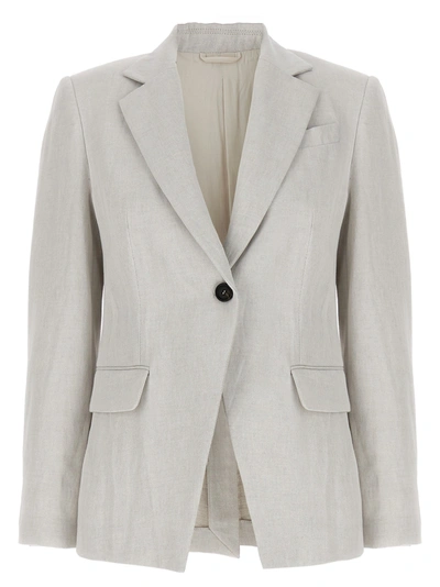 Shop Brunello Cucinelli Single-breasted Blazer Blazer And Suits In Gray