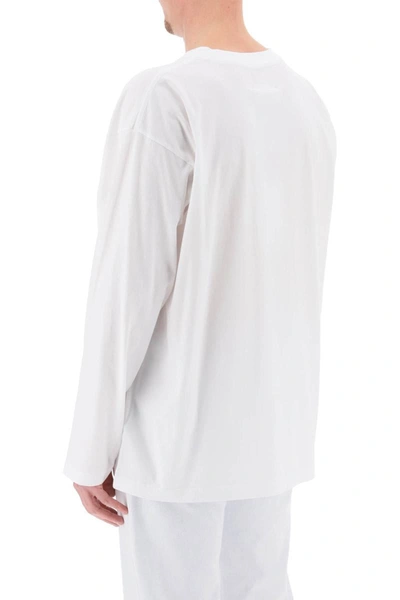 Shop Mm6 Maison Margiela Long-sleeved T-shirt With Logo Label In White