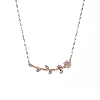 Shop Ariana Rabbani Flower & Diamond Necklace Rose Gold In Multi