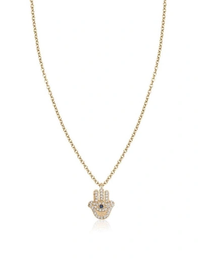 Shop Ariana Rabbani Diamond & Blue Sapphire Hamsa Necklace Yellow