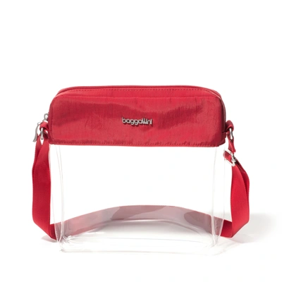 Shop Baggallini Women's Clear Stadium Crossbody Bag In Red