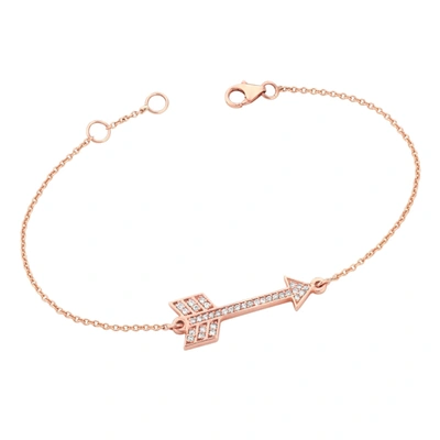 Shop Ariana Rabbani Diamond Arrow Bracelet Yellow Gold In Pink