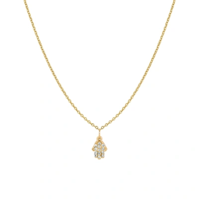 Shop Ariana Rabbani Diamond Hamsa Necklace (small) Yellow Gold