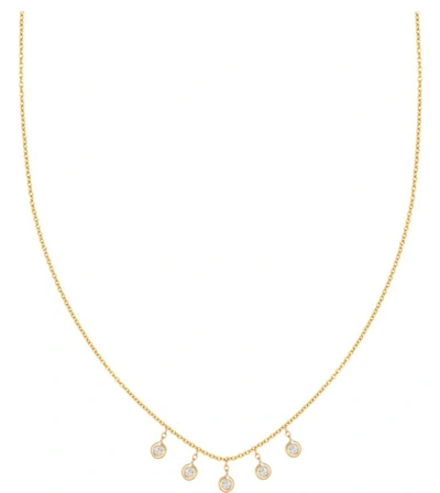 Ariana Rabbani Five Bezel-set Diamond Dangle Necklace Yellow Gold In Gold