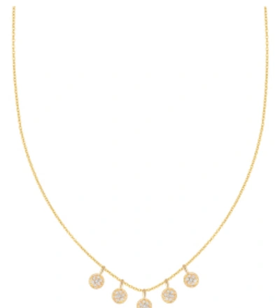 Shop Ariana Rabbani Five Dangle Diamond Disc Necklace Yellow Gold
