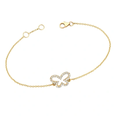 Shop Ariana Rabbani Diamond Butterfly Bracelet White Gold In Yellow