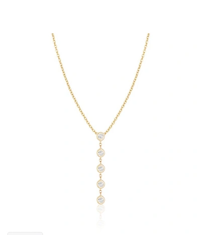 Ariana Rabbani Five Vertical Diamond Necklace Yellow Gold In Gold