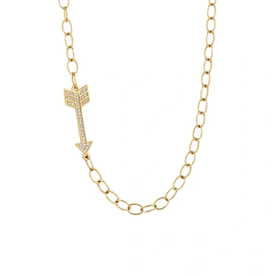 Shop Ariana Rabbani Diamond Arrow On Links Necklace Yellow Gold