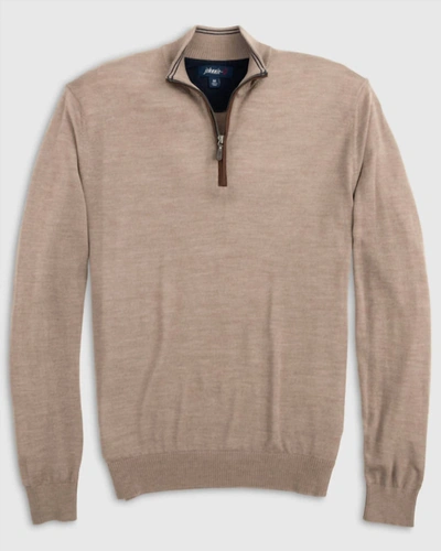 Johnnie-o Baron Half Zip Wool Blend Sweater In Oatmeal In White