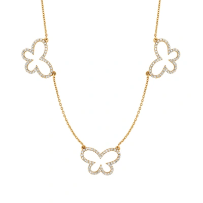 Shop Ariana Rabbani Three Diamond Butterflies (medium) Necklace Yellow Gold