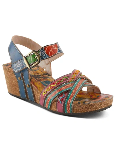 Shop Spring Step Shoes Bosquet Sandals In Navy Multi