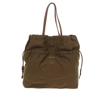 Shop Prada Tessuto Synthetic Shoulder Bag () In Green