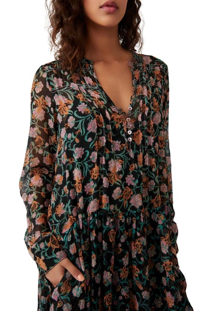 Shop Free People See It Through Floral Long Sleeve Maxi Dress In Black Combo