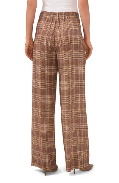 Shop Vince Camuto Pleated Plaid Wide Leg Pants In Birch Multi