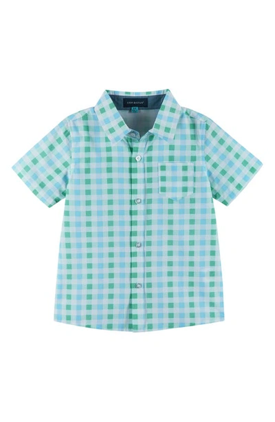 Shop Andy & Evan Woven Button-up Shirt, Bow Tie & Shorts Set In Mint & Grey