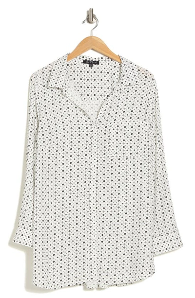 Shop Velvet Heart Elisa Roll Tab Long Sleeve Button-up Shirt In White Black Floral Star