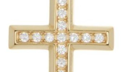 Shop Argento Vivo Sterling Silver Crystal Cross Pendant Necklace In Gold