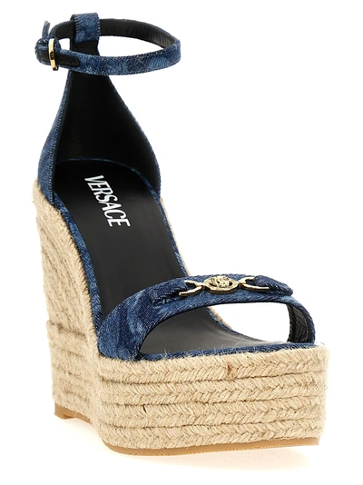 Shop Versace Barocco Wedges Blue