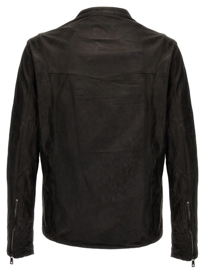 Shop Giorgio Brato Biker Leather Jacket Casual Jackets, Parka Brown