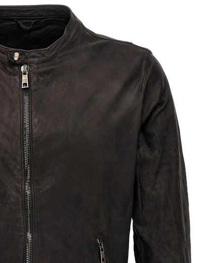 Shop Giorgio Brato Biker Leather Jacket Casual Jackets, Parka Brown
